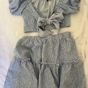 SHEIN Blue Floral Skirt Set